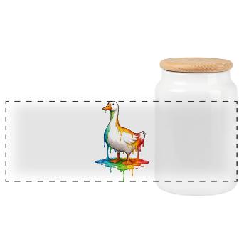 Oie aux couleurs vives - Boîte à biscuits avec couvercle en bois - blanc - Devant