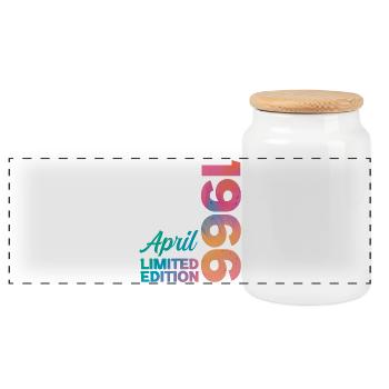 60th Birthday April 1966 Vintage Gift - Panoramic Cookie Jar with Wooden Lid - white - Front