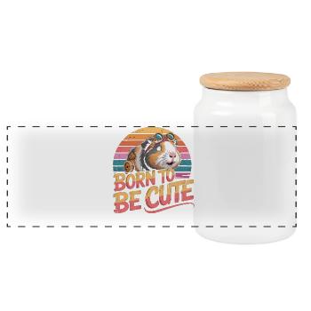 T-shirt Née pour être mignonne cochon d’Inde rétro - Boîte à biscuits avec couvercle en bois - blanc - Devant