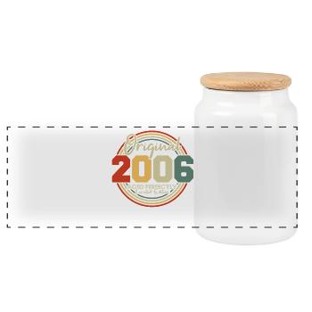 Original 2006 Vintage Vintage Anniversaire Rétro - Boîte à biscuits avec couvercle en bois - blanc - Devant