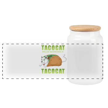 Taco Cat Palindrome Shirt - Panorama Keksdose mit Holzdeckel - Weiß - Vorne