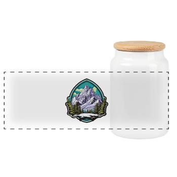 Berge Mountains - Panoramic Cookie Jar with Wooden Lid - white - Front