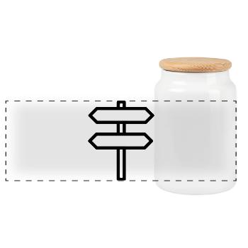 directional sign - Panoramic Cookie Jar with Wooden Lid - white - Front