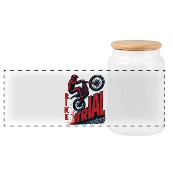 MotoTrial Rider Graphic - Boîte à biscuits avec couvercle en bois - blanc - Devant