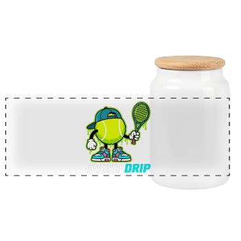 Dessin animé sur Court Tennis - Boîte à biscuits avec couvercle en bois - blanc - Devant