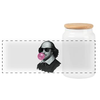William Shakespeare mit Kaugummi und Sonnenbrille - Panorama Keksdose mit Holzdeckel - Weiß - Vorne
