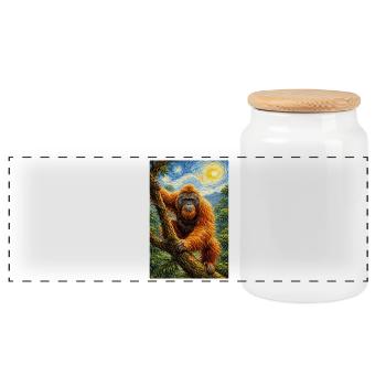Orang-Utan Sternennacht Stil - Panorama Keksdose mit Holzdeckel - Weiß - Vorne