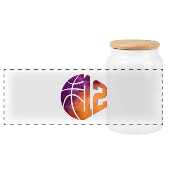 NUMMER 12 BASKETBALL 12. GEBURTSTAG - Panorama Keksdose mit Holzdeckel - Weiß - Vorne