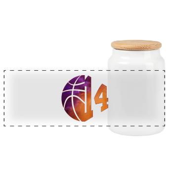 NUMMER 14 BASKETBALL 14. GEBURTSTAG - Panorama Keksdose mit Holzdeckel - Weiß - Vorne
