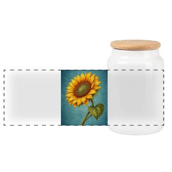 Yellow Sunflowers Flowers Sunflower Graphics - Panoramic Cookie Jar with Wooden Lid - white - Front