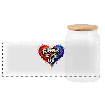Pour toujours Nous, Amour Infini pour les Amoureux - Boîte à biscuits avec couvercle en bois - blanc - Devant