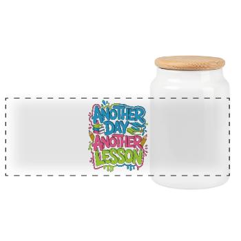 High School Teacher Another Day Classroom Teacher - Panoramic Cookie Jar with Wooden Lid - white - Front