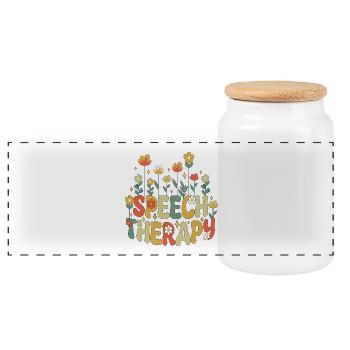Speech Therapy SLP Therapist Retro Vintage - Panoramic Cookie Jar with Wooden Lid - white - Front