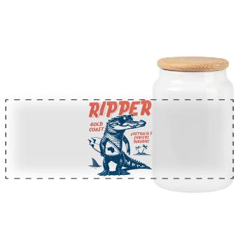 Ripper Surfer Croc Gold Coast Australia - Panorama Keksdose mit Holzdeckel - Weiß - Vorne