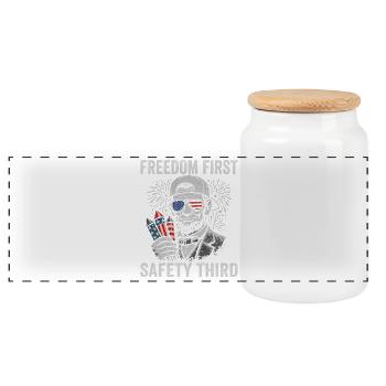 La liberté d’abord, la sécurité troisièmement, Lin - Boîte à biscuits avec couvercle en bois - blanc - Devant