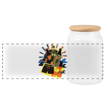 Soleil d’été de la bière - Boîte à biscuits avec couvercle en bois - blanc - Devant