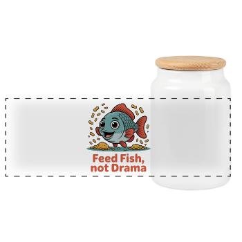 Donneur aux poissons et non au drame : cadeau des amateurs d’aquarium - Boîte à biscuits avec couvercle en bois - blanc - Devant