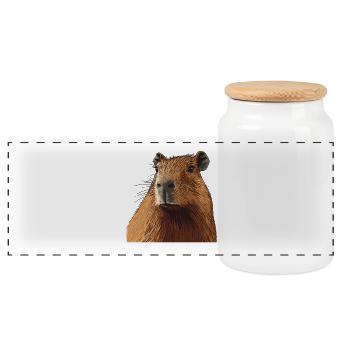 Portrait câlin de Capybara - Boîte à biscuits avec couvercle en bois - blanc - Devant
