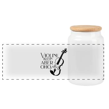 Violon - Petit mais très drôle de proverbe pour violon - Boîte à biscuits avec couvercle en bois - blanc - Devant