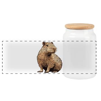 Capybara - Panorama Keksdose mit Holzdeckel - Weiß - Vorne