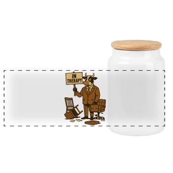 Kuh in der Therapiepraxis Humor - Panorama Keksdose mit Holzdeckel - Weiß - Vorne