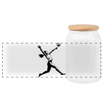 Volleyball - Panoramic Cookie Jar with Wooden Lid - white - Front