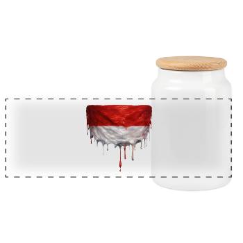 Dripping Indonesian flag - Panoramic Cookie Jar with Wooden Lid - white - Front