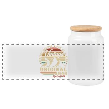 Original 1946 Jahrgang Vintage Geburtstag Geschenk - Panorama Keksdose mit Holzdeckel - Weiß - Vorne
