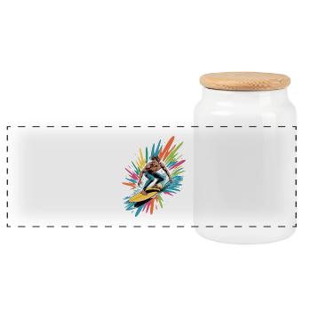 Bunter Surfer Wasserfarben Spritzer Graffiti - Panorama Keksdose mit Holzdeckel - Weiß - Vorne
