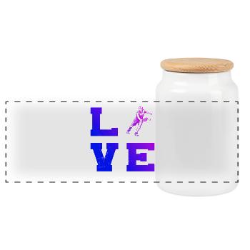 Pickleball Community Idea for Pickleball Game Fans - Panoramic Cookie Jar with Wooden Lid - white - Front
