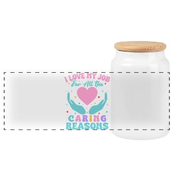 Social Worker Quote Love My Job Caring Reasons - Panorama Keksdose mit Holzdeckel - Weiß - Vorne