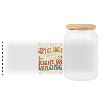 Right Wrong Moment - Panoramic Cookie Jar with Wooden Lid - white - Front