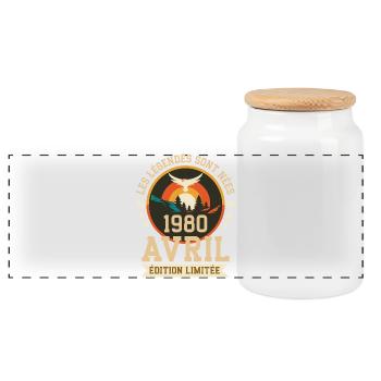 Légende Née Avril 1975 Édition Limitée - Boîte à biscuits avec couvercle en bois - blanc - Devant