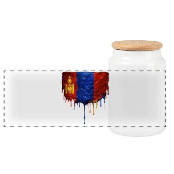 Chute du drapeau mongol - Boîte à biscuits avec couvercle en bois - blanc - Devant