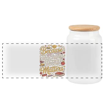 High School Teacher Because Teaching Education - Panoramic Cookie Jar with Wooden Lid - white - Front