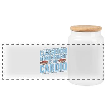 High School Teacher Classroom Management Education - Panoramic Cookie Jar with Wooden Lid - white - Front