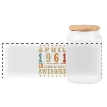 Cadeau d’anniversaire vintage d’avril 1961 - Boîte à biscuits avec couvercle en bois - blanc - Devant