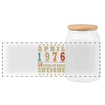 Jubilee year April 1976 - Panoramic Cookie Jar with Wooden Lid - white - Front