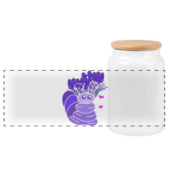 Lavendel Raupe Herzchen Kind Baby  - Panorama Keksdose mit Holzdeckel - Weiß - Vorne