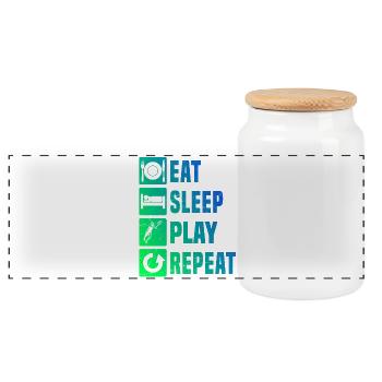 Idée cadeau pour un tennis avec tennis - Boîte à biscuits avec couvercle en bois - blanc - Devant