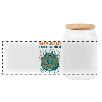 Cultivating germ jokes | Microbiology Humor - Panoramic Cookie Jar with Wooden Lid - white - Front