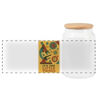 The Little Things | Microbiology Microscope - Panoramic Cookie Jar with Wooden Lid - white - Front