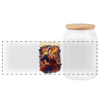 Jane Austen Portrait - Boîte à biscuits avec couvercle en bois - blanc - Devant