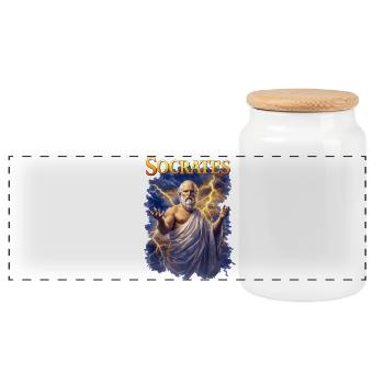 Portrait de Socrate - Boîte à biscuits avec couvercle en bois - blanc - Devant