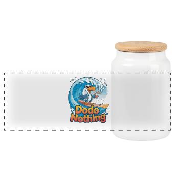 Dodo Rien de drôle Surf Dodo Oiseau Été - Boîte à biscuits avec couvercle en bois - blanc - Devant