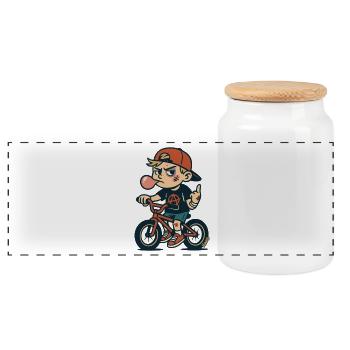 BMX Rebel Street Kid - Panoramic Cookie Jar with Wooden Lid - white - Front