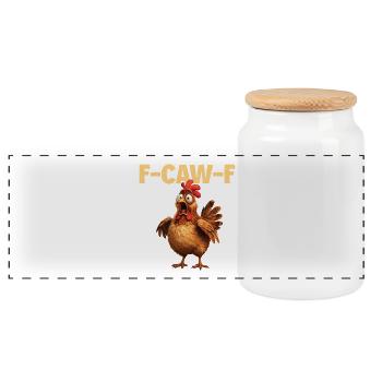 FCawF Poule Oiseau Jeu de mots Sarcasme Humour Noir - Boîte à biscuits avec couvercle en bois - blanc - Devant