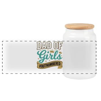 Dad of Girls Dad Saying Girl Gift - Panoramic Cookie Jar with Wooden Lid - white - Front