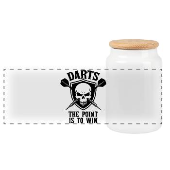 Darts The Point Is To Win Skull Shield Sport - Panorama Keksdose mit Holzdeckel - Weiß - Vorne
