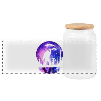 Bigfoot Rock On Sign Sasquatch Yeti Rock And Roll - Panoramic Cookie Jar with Wooden Lid - white - Front